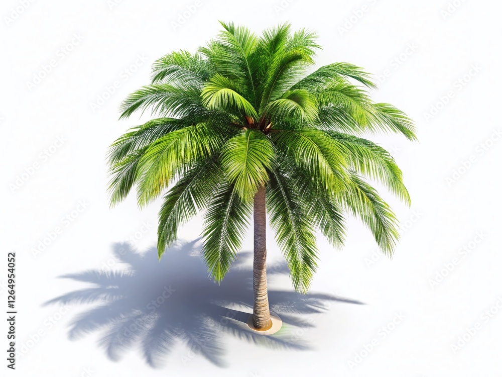 Obraz premium Isolated Sugar Palm Tree, Aerial View, White Background - Stock Photo