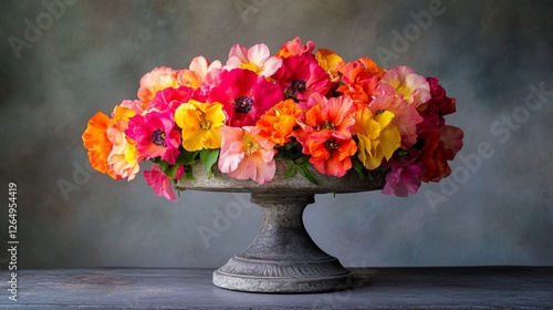 Wallpaper Mural A Vibrant Floral Display on an Elegant Pedestal Torontodigital.ca