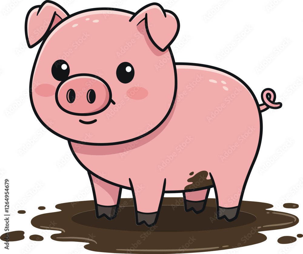 Cute pig character design in flat style vector art Cute pig character design in flat style vector art