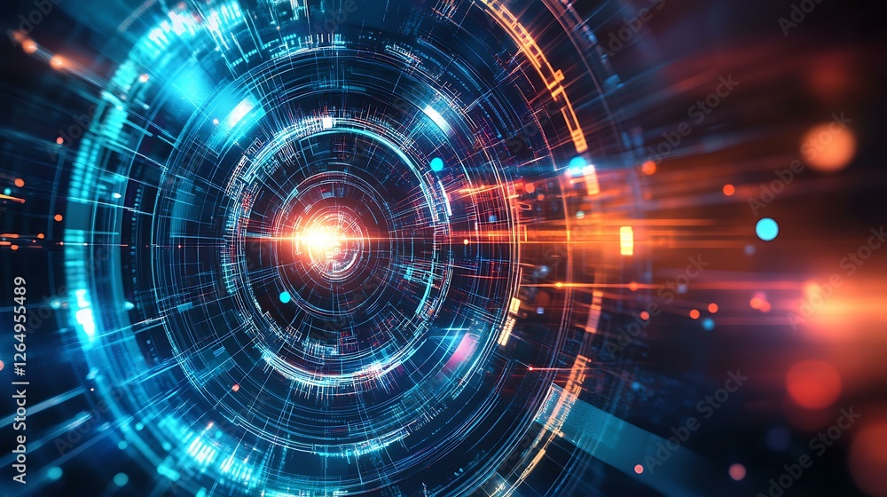 A visually compelling abstract science-fiction illustration of futuristic digital technology with bright neon accents. A visually compelling abstract science-fiction illustration of futuristic digital technology with bright neon accents.
