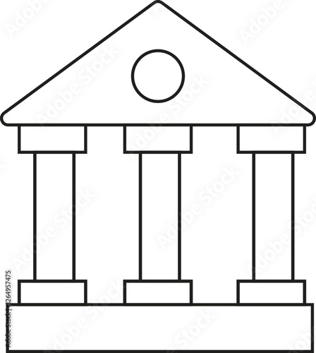 Bank Building Icon with Transparent Background – Classical bank structure icon representing financial institutions, savings, and economic stability with transparent background.