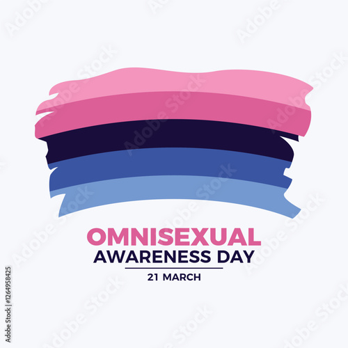 Omnisexual Awareness Day poster vector illustration. Omnisexual grunge flag icon. LGBTQIA omnisexual paintbrush flag symbol. Template for background, banner, card. March 21. Important day