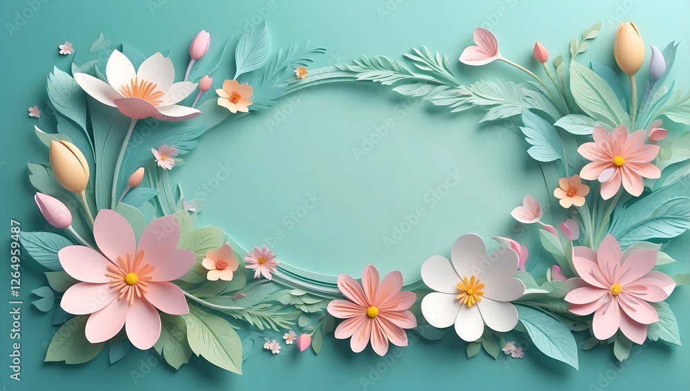 Design Vorlage Hintergrund - 3D Relief - Frühlingsblumen Design Vorlage Hintergrund - 3D Relief - Frühlingsblumen