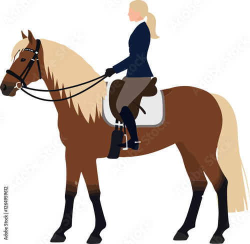 Horse and rider in motion showcasing flat vector illustration style