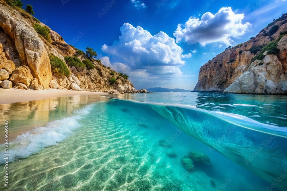Fototapeta premium Kaputas Beach Antalya Turkey: Double Exposure Seascape Stock Photo