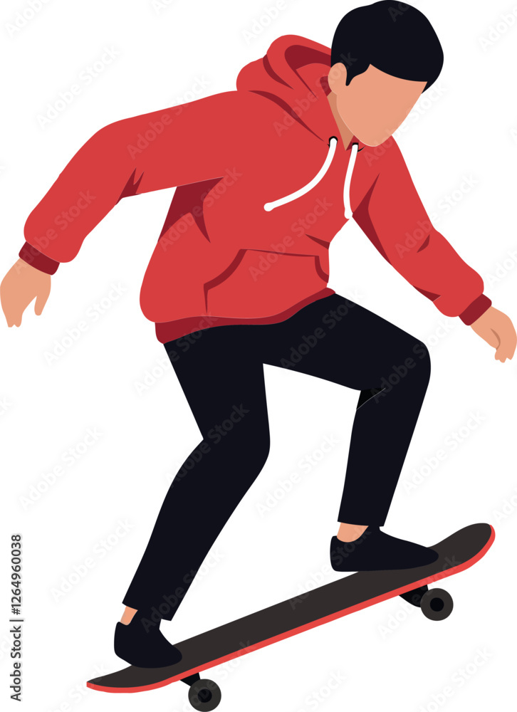 Skateboarder performing tricks in flat design vector art style vector illustration Skateboarder performing tricks in flat design vector art style vector illustration