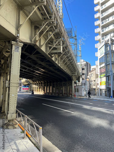 Obraz na płótnie Railway bridge over the Sumida river In the Tokyo, w salonie