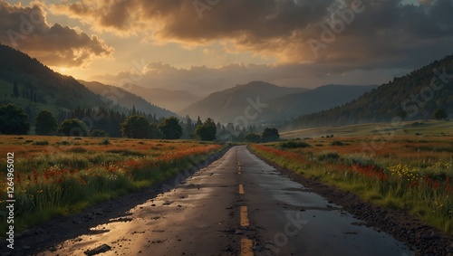 sunset in the mountains