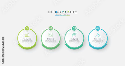 Circular process diagram color minimalist design with 4 steps sequence. defining characteristic of this infographic is it modern design. Modern infographic design template.