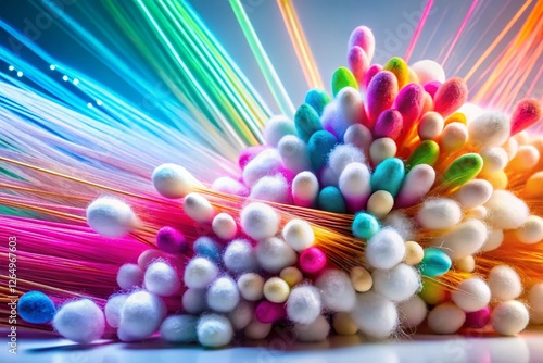 Long Exposure Cotton Buds Swirling on White Background - Abstract Photography