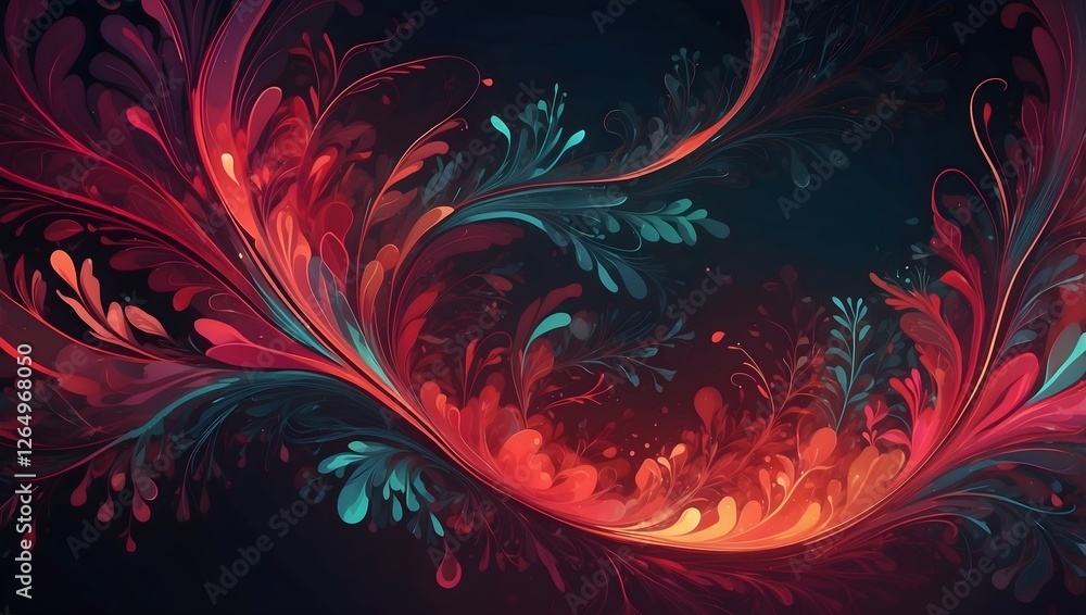 Dynamisches geschwungenes Design Vorlage Hintergrund Grafik - Rot & Türkis Dynamisches geschwungenes Design Vorlage Hintergrund Grafik - Rot & Türkis