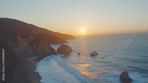 Golden Hour at Big Sur: Bixby Creek Bridge Coastline at Sunset