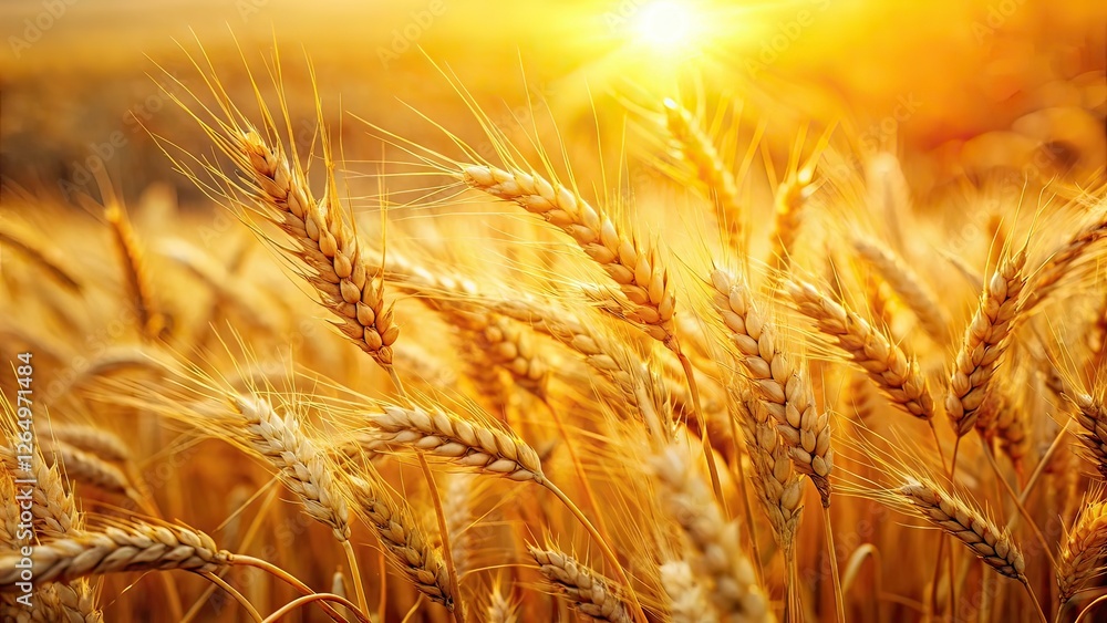 Golden Wheat Field Panorama - Harvest Season Close-up Golden Wheat Field Panorama - Harvest Season Close-up