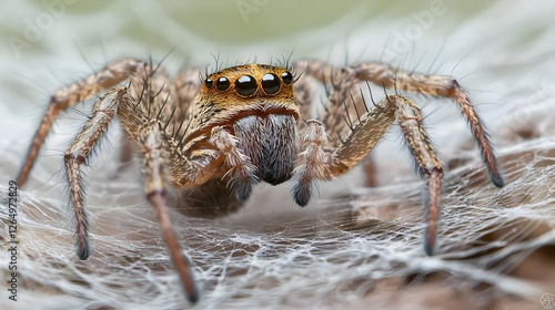 Wallpaper Mural Brown Jumping Spider On Dew Covered Web Torontodigital.ca
