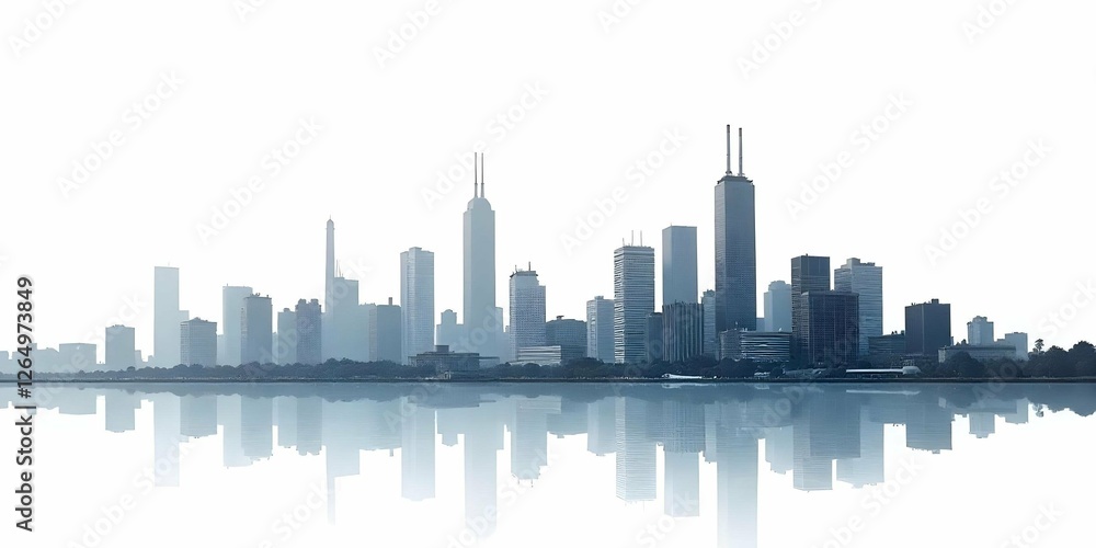 Abstract city featuring a factory and skyline with tall buildings, factory Cityscape in High Contrast 3D Style. winter evening, sunset, snow gently falling, rainy morning text space background . Abstract city featuring a factory and skyline with tall buildings, factory Cityscape in High Contrast 3D Style. winter evening, sunset, snow gently falling, rainy morning text space background .