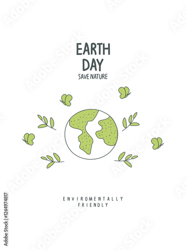 Vector cartoon  hand drawn sketch of the earth.
Environmentally friendly planet concept. Eartn day.Think Green. Zero waste. Eco mindfulness Concept