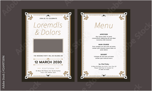 Wedding Invitation Template. Simple and elegant wedding card template. Design illustration for wedding, vip cover, poster, rsvp modern card.