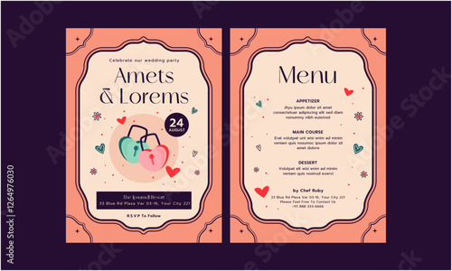 Wedding Invitation Template. Simple and elegant wedding card template. Design illustration for wedding, vip cover, poster, rsvp modern card.