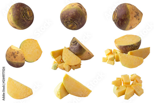 Quadro su tela Fresh Turnip Swede isolated over transparent background.