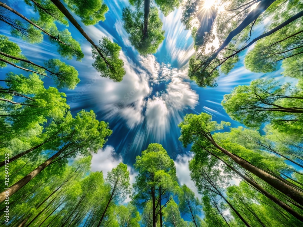 Fototapeta premium Lush Foliage Time Lapse: Sunny Summer Cloudscape, Fast Motion Green Nature