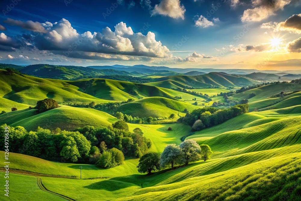 Fototapeta premium Lush Green Landscape: Perfect for Trifold Brochure Design