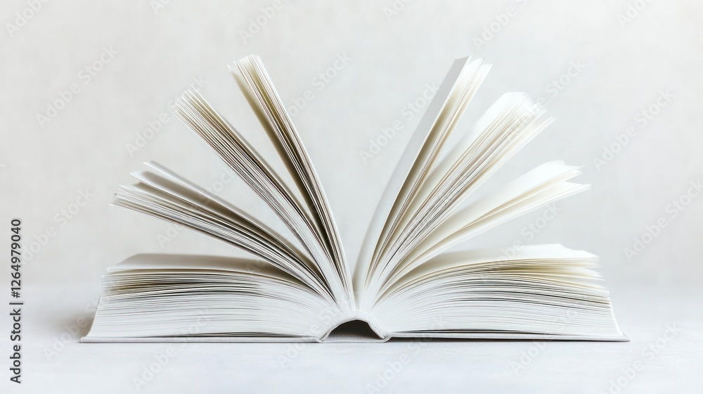 Obraz premium Open Book With Fanned Pages On White