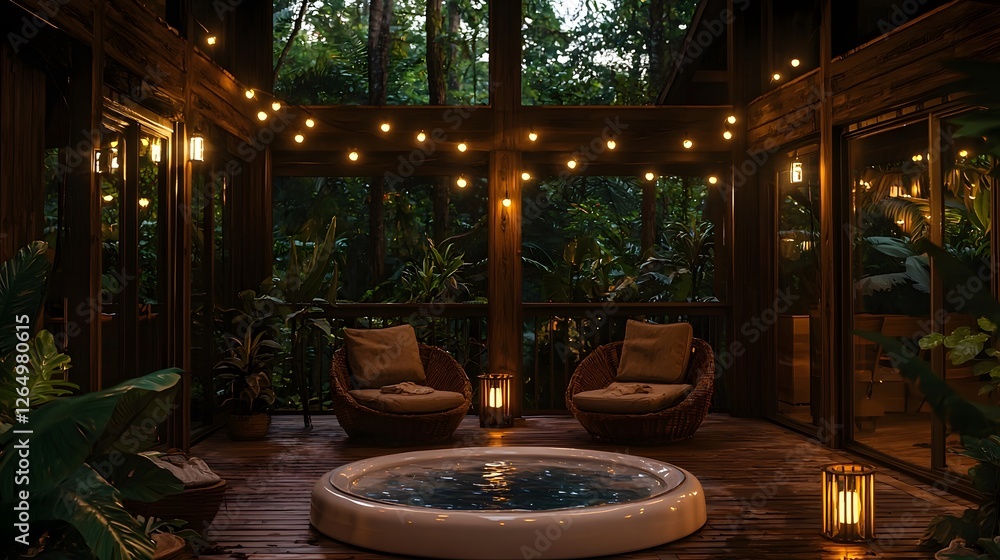 Fototapeta premium Candlelight dinner in a couple's vacation cabin