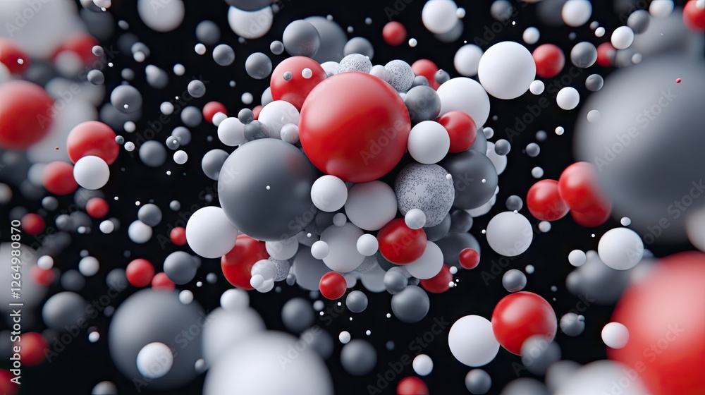 Colorful spheres in a three-dimensional arrangement showcasing patterns and textures against a black backdrop Colorful spheres in a three-dimensional arrangement showcasing patterns and textures against a black backdrop