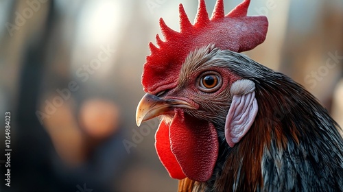 Close-up of two chickens. photo