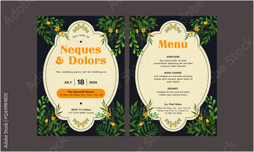 Wedding Invitation Template. Simple and elegant wedding card template. Design illustration for wedding, vip cover, poster, rsvp modern card.