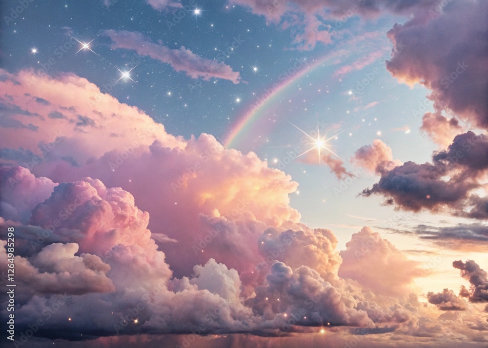 Whimsical pastel rainbow with sparkling stars ai generated Whimsical pastel rainbow with sparkling stars ai generated