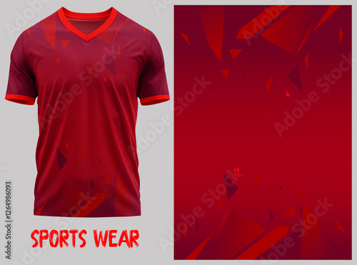 T-shirt V-neck  Short sleeve. With knit jersey fabric and rib neck texture ( 3d rendered ) jersey design, jersey texture, sports wear, jersey design for Sublimation print photo