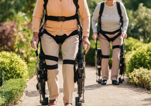 Wallpaper Mural Seniors using exoskeletons in garden path Torontodigital.ca