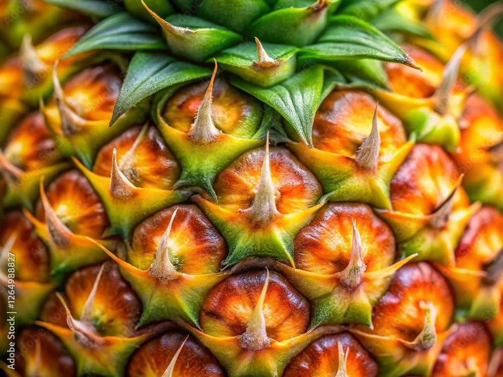 Macro Close-Up of Pineapple Texture, Sweet Tropical Fruit Detail Macro Close-Up of Pineapple Texture, Sweet Tropical Fruit Detail