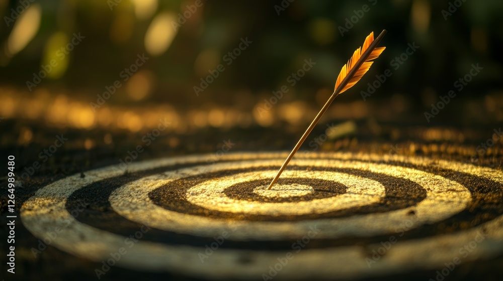 A Slightly Askew Arrow Pointing Toward the Center of a Target A Slightly Askew Arrow Pointing Toward the Center of a Target