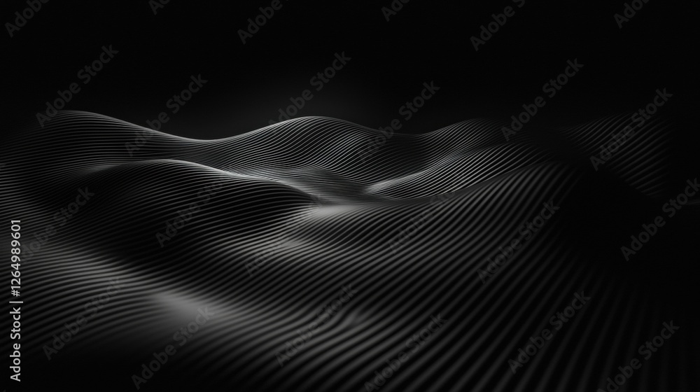 Black and white abstract background with a wave-like pattern. the wave appears to be made up of thin, wavy lines that create a sense of movement and depth. Black and white abstract background with a wave-like pattern. the wave appears to be made up of thin, wavy lines that create a sense of movement and depth.