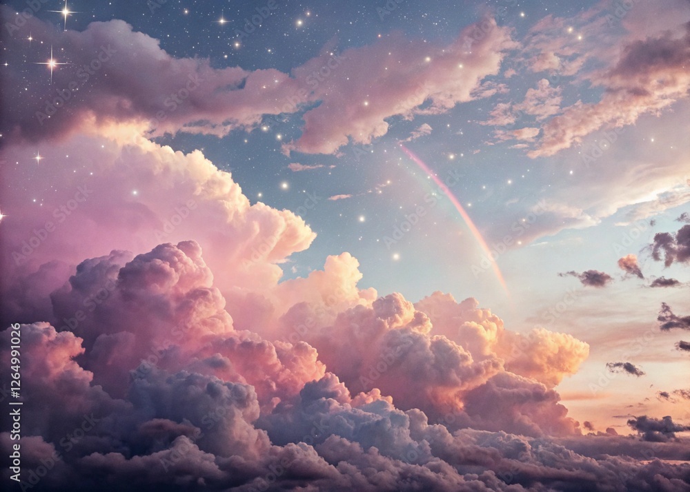Whimsical pastel rainbow with sparkling stars ai generated Whimsical pastel rainbow with sparkling stars ai generated