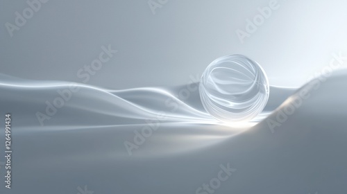 Abstract digital art piece with a light blue background. in the center of the image, there is a sphere that appears to be floating in the air.