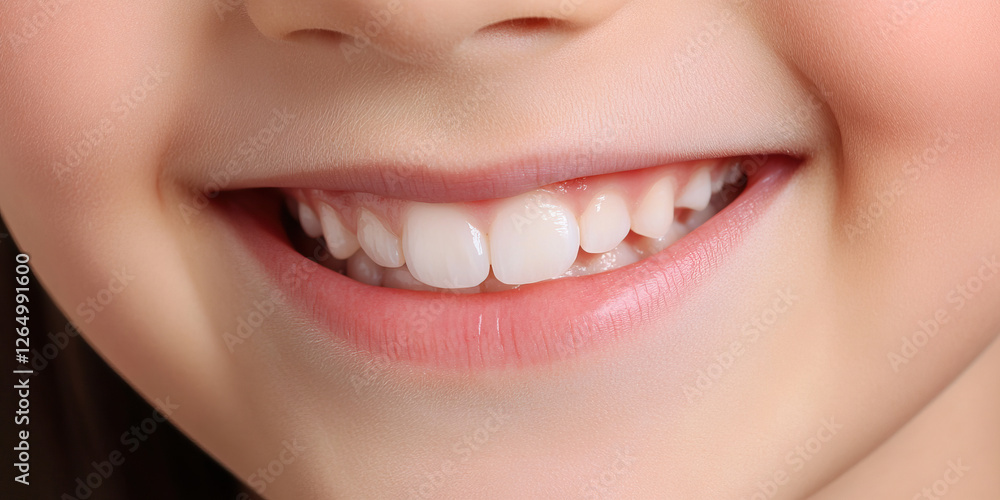 Fototapeta premium Close-up of Child's Smile with Healthy Teeth and Lips