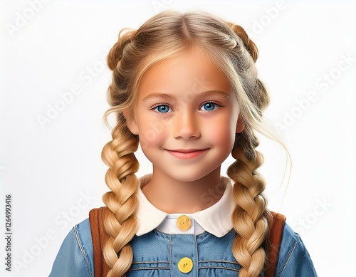 Hübsches Mädchen mit blonden Zöpfen
