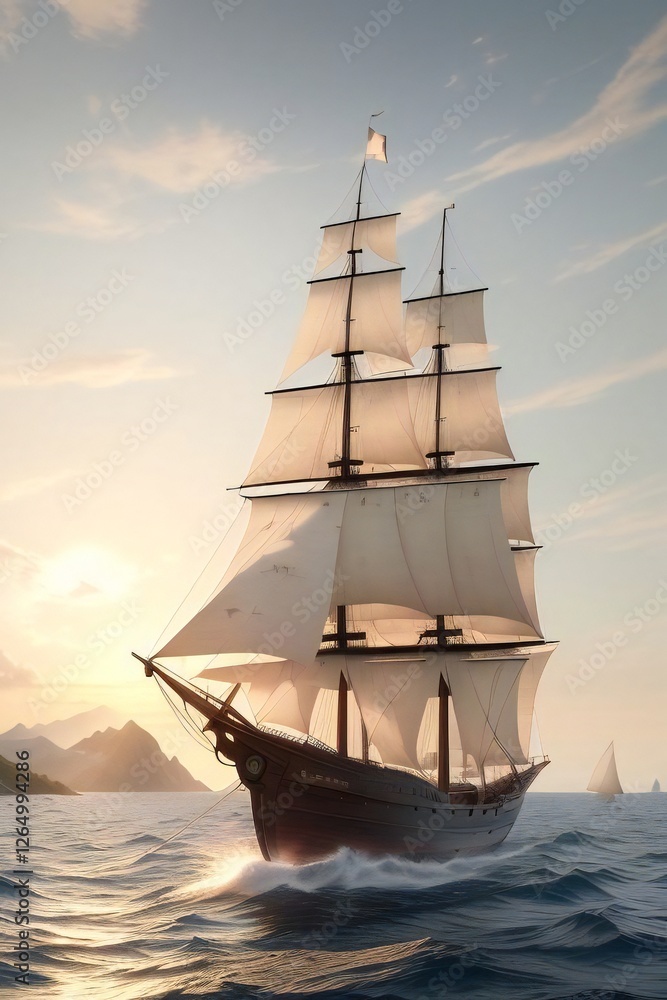 Fototapeta premium Ship in sea
