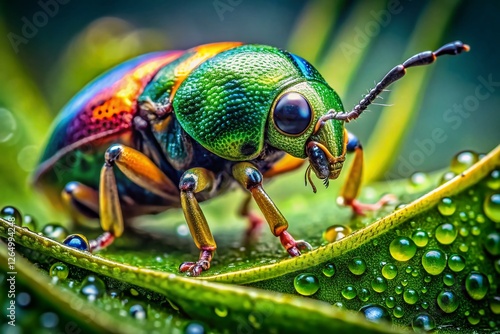 Wallpaper Mural Macro Photography: Vibrant Herbivorous Insect on Lush Green Leaf Torontodigital.ca