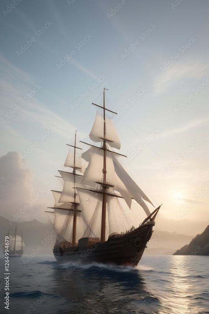 Fototapeta premium Ship in sea