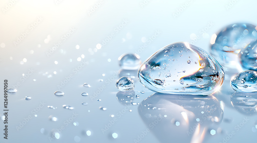 Fototapeta premium Dynamic water splash, bubbles, ripples, underwater light rays and tranquil ocean views