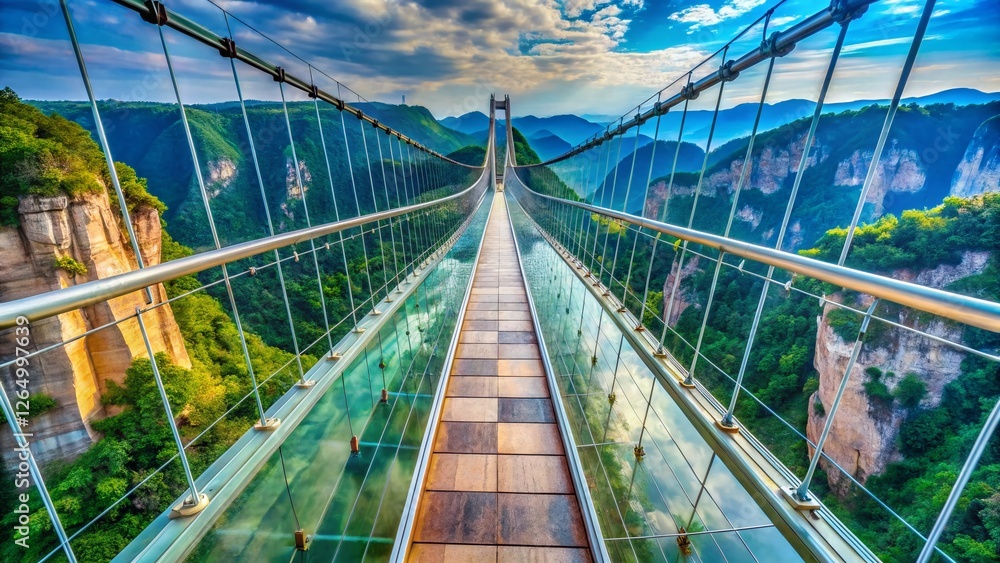 Obraz premium Macro View: Glass Bridge, Zhangjiajie Grand Canyon, China - Stunning Architectural Detail