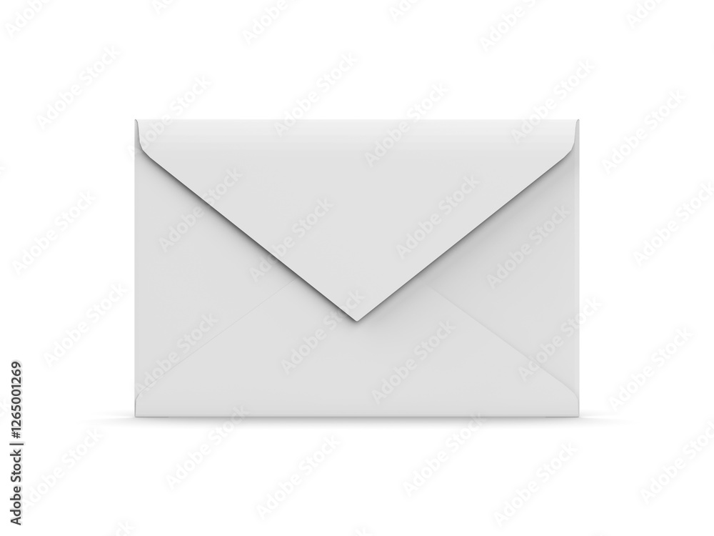 Blank white baronial envelope mockup on isolated white background, 3d illustration Blank white baronial envelope mockup on isolated white background, 3d illustration