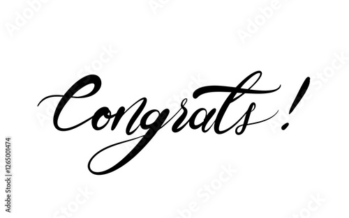 Congrats lettering. Handwritten modern calligraphy, brush painted letters. Congratulation text labels, Inspirational text, vector illustration. Congratulate letter hand writing ink logo.