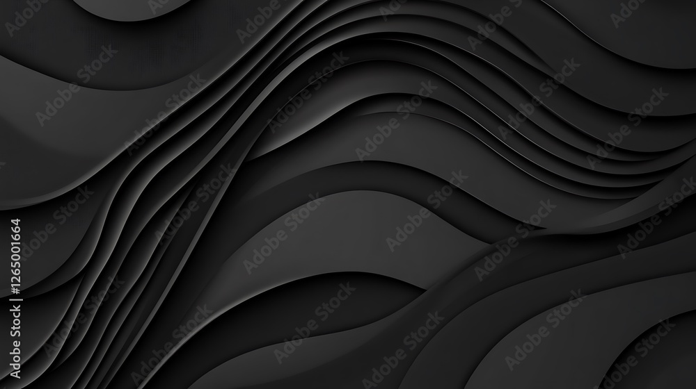 Fototapeta premium Abstract Dark Gray 3D Render: Fluid Layered Curves AI Generated