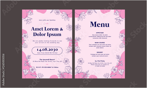 Wedding Invitation Template. Simple and elegant wedding card template. Design illustration for wedding, vip cover, poster, rsvp modern card.