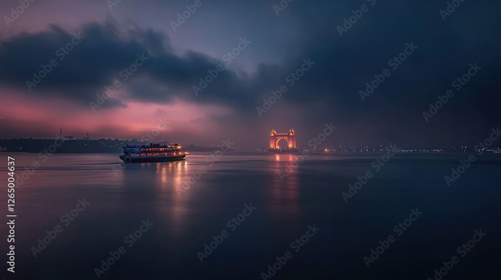 Gateway of India, its grand arch bathed in warm evening light Gateway of India, its grand arch bathed in warm evening light